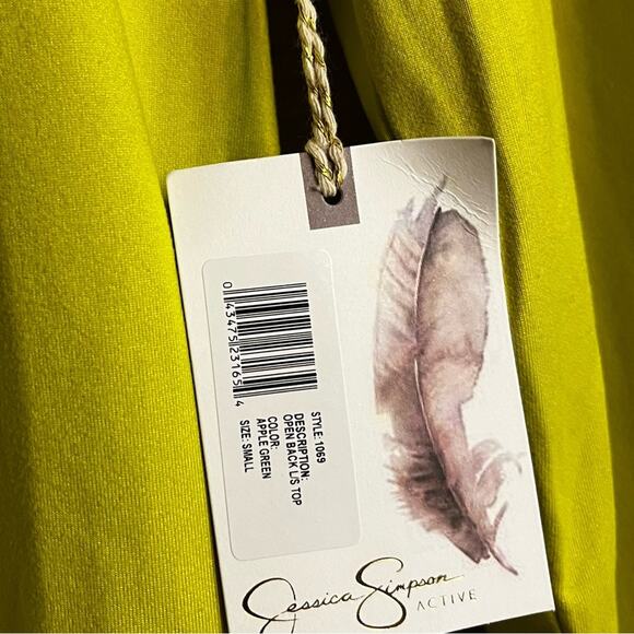 Jessica Simpson Active Lime Green Open Back Long‎ Sleeve Top Size Small - Picture 7 of 10